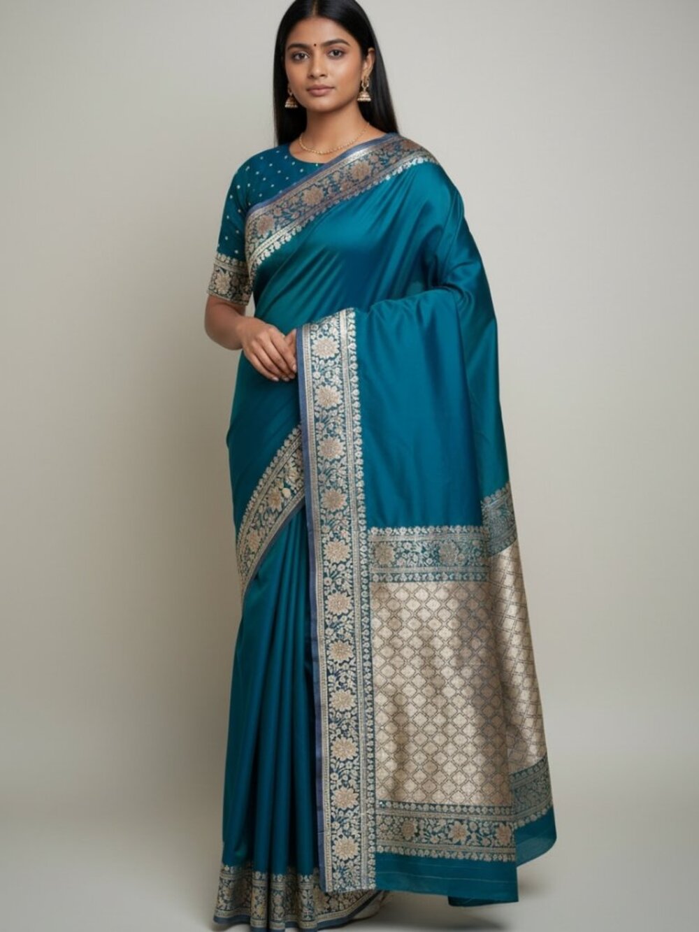 Banarasi Silk Saree with Unstitched Blouse, Cultural Wear for Women